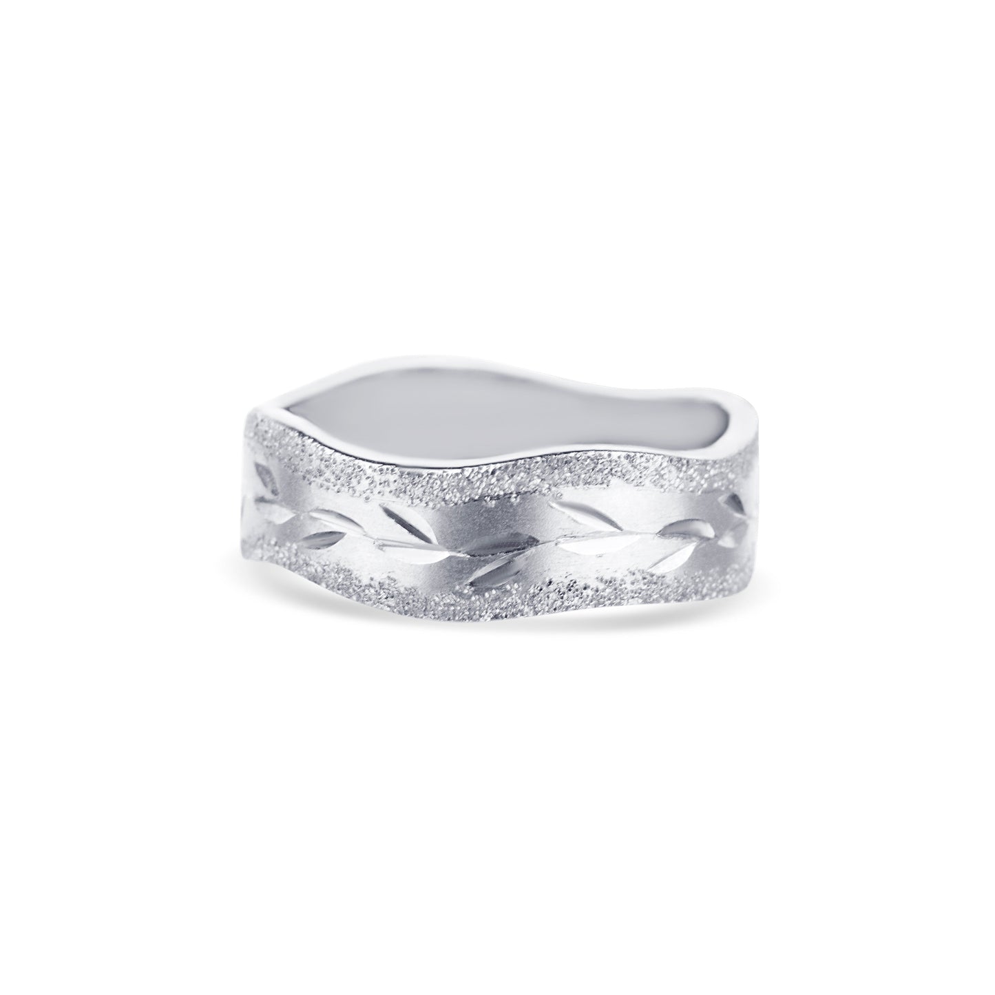 14K White Gold Wave Band