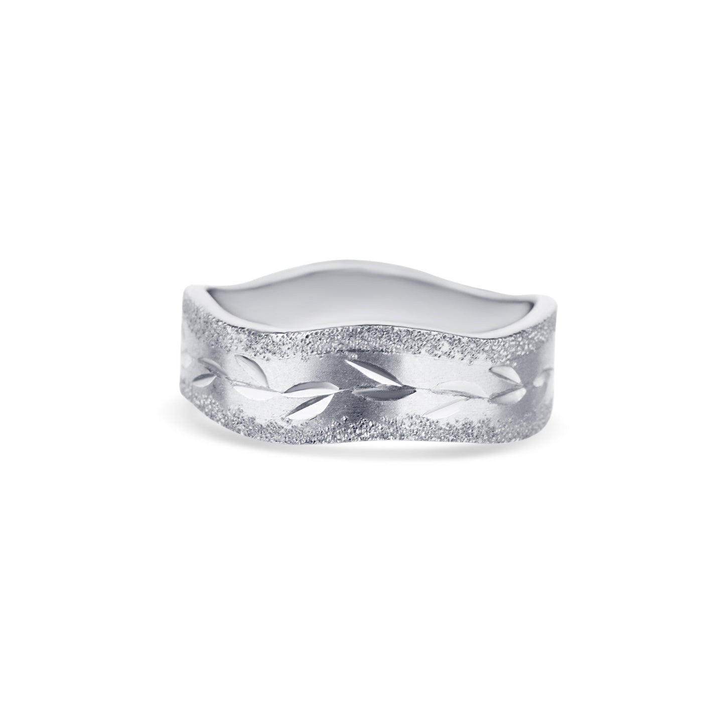 14K White Gold Wave Band