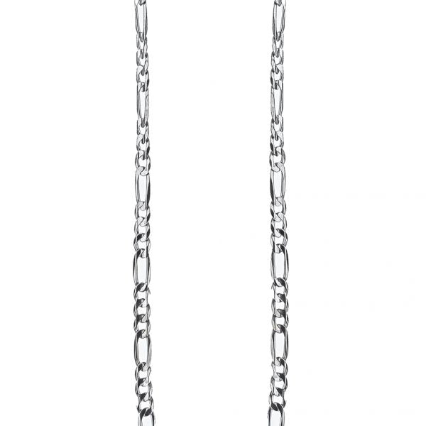 14K White Gold 18" Figaro Link Chain Necklace