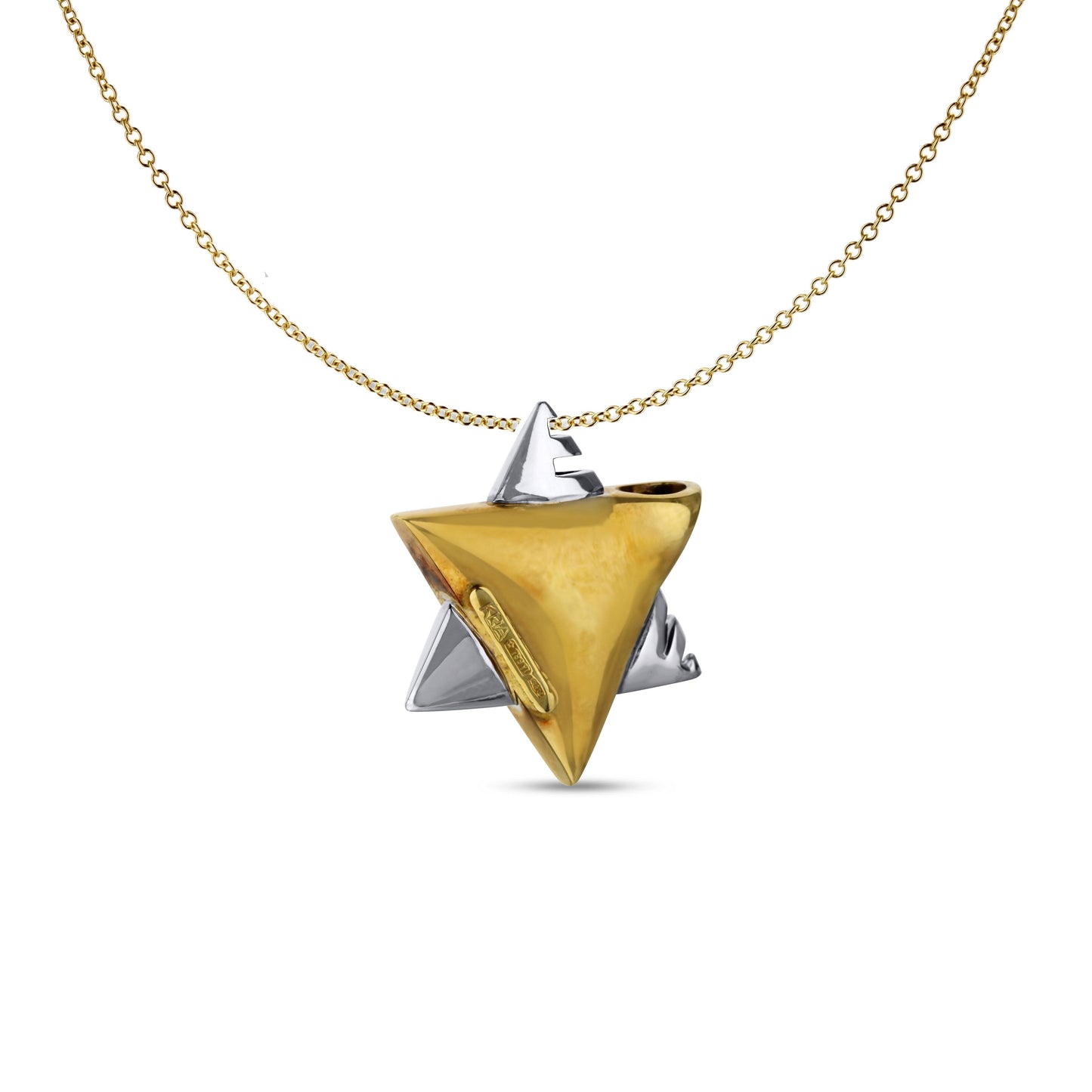 18k Two-Tone Star Of David With Menorah Pendant