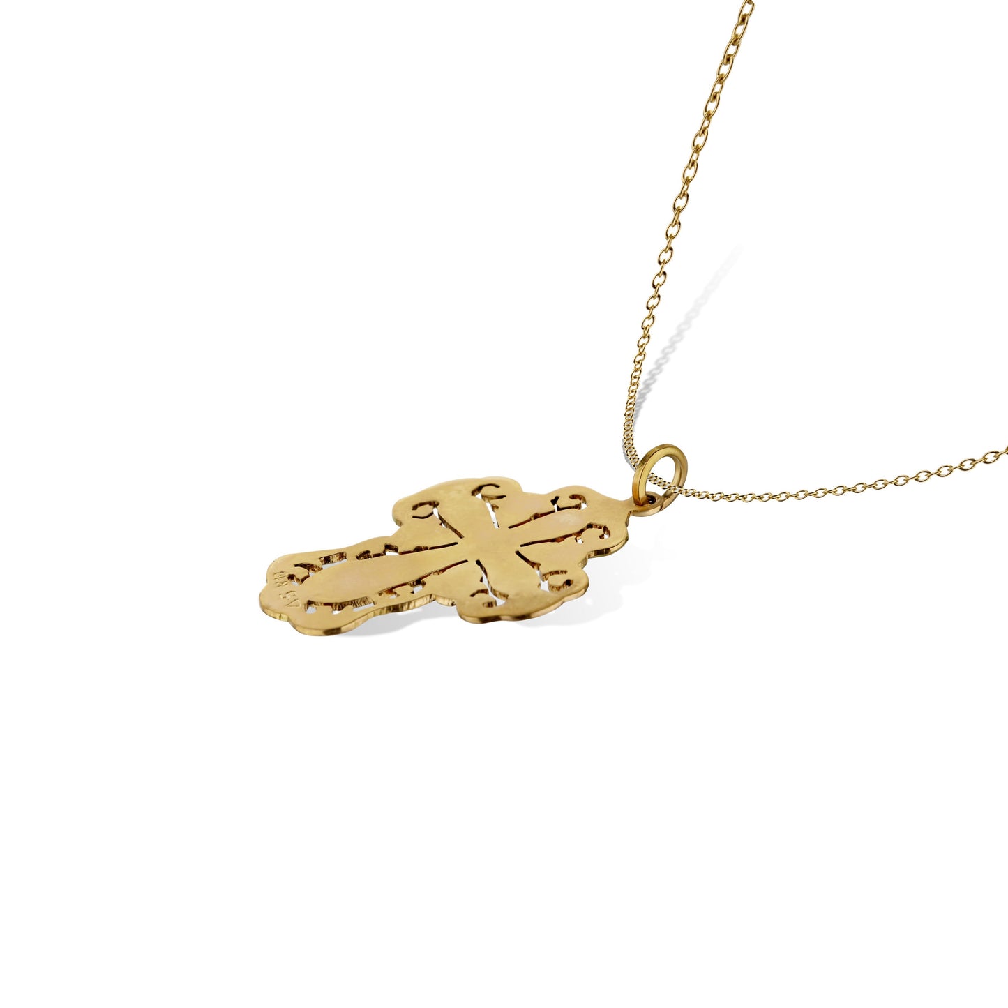 Yellow Gold Blue Enamel Cross