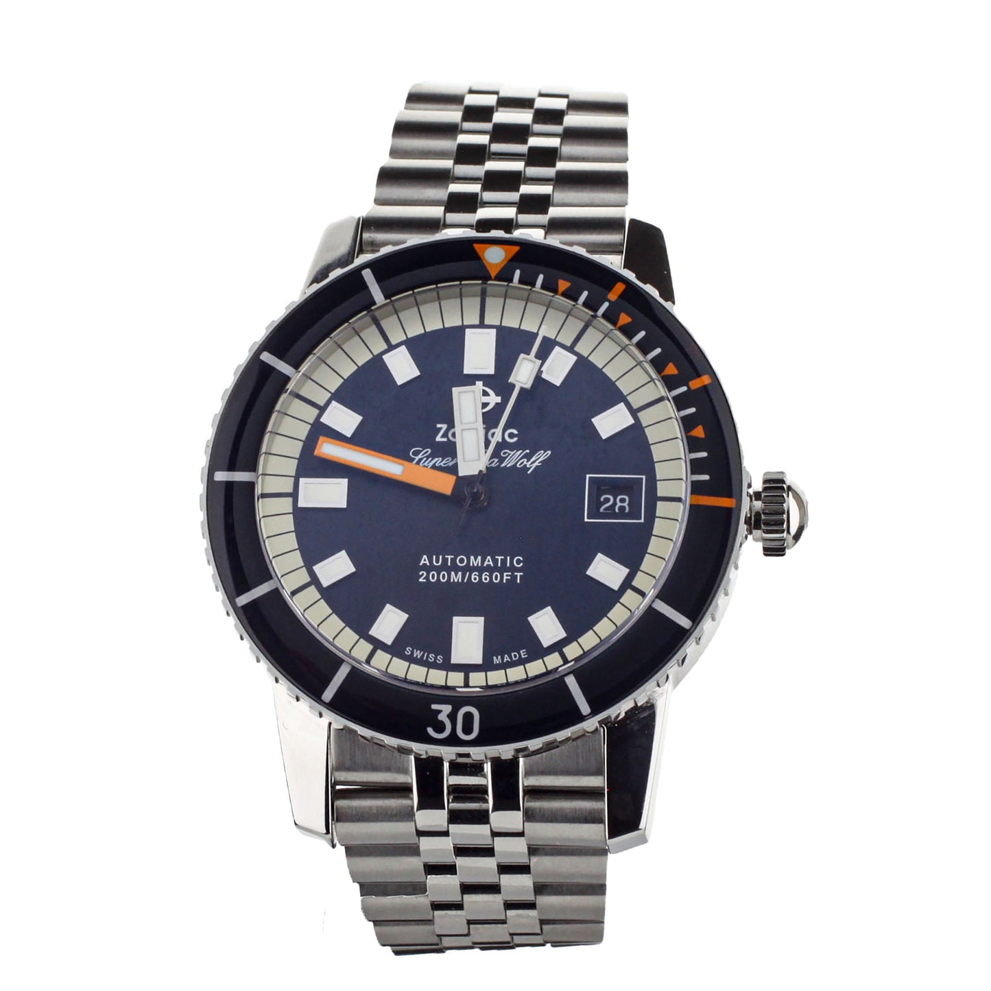 ZODIAC SUPER SEA WOLF STAINLESS STEEL BLUE DIAL ON BRACELET 40MM ZO9266