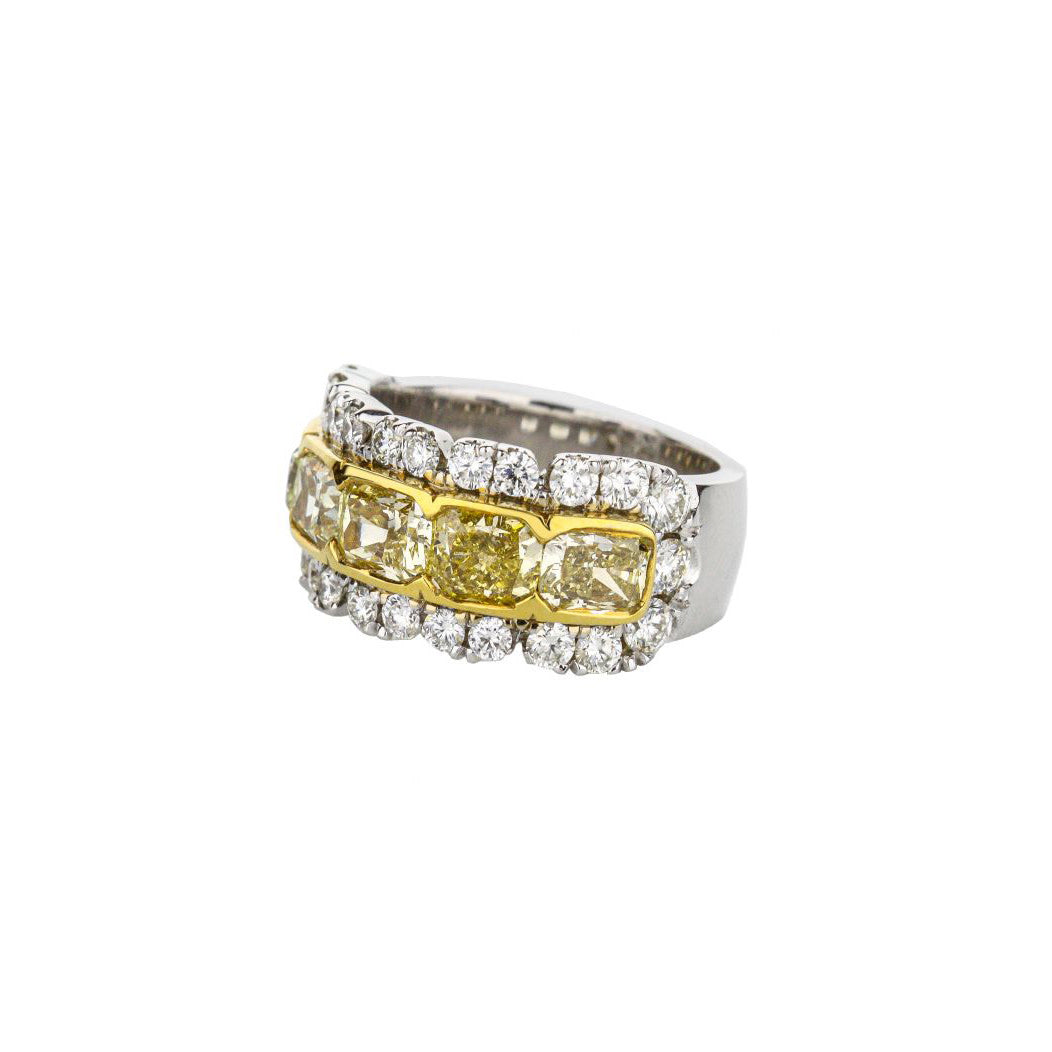 18K Two-Tone 4.87Ctw Fancy Yellow Diamond Band