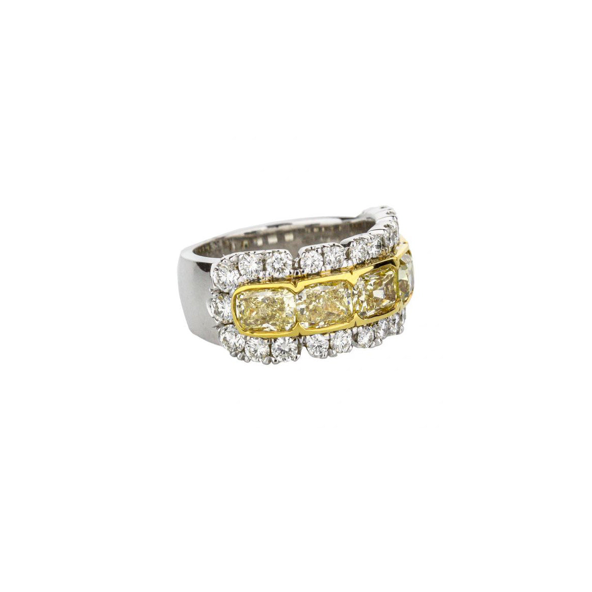 18K Two-Tone 4.87Ctw Fancy Yellow Diamond Band