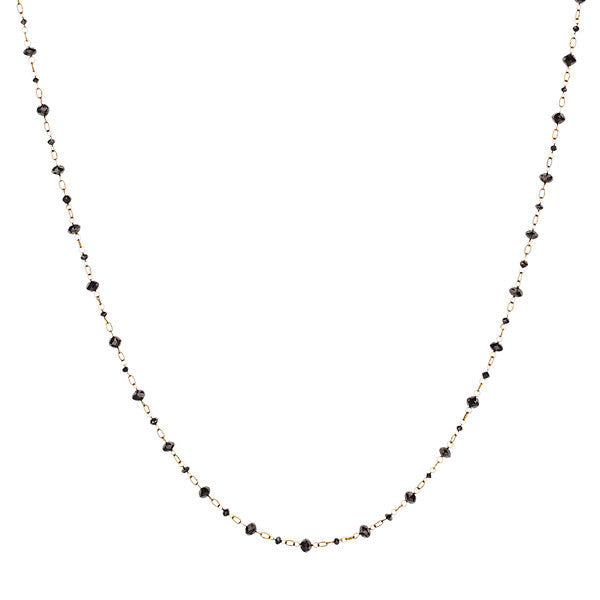 18K Rose Gold Black Diamond Briolette Bead 20" Necklace