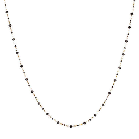 18K Rose Gold Black Diamond Briolette Bead 20" Necklace