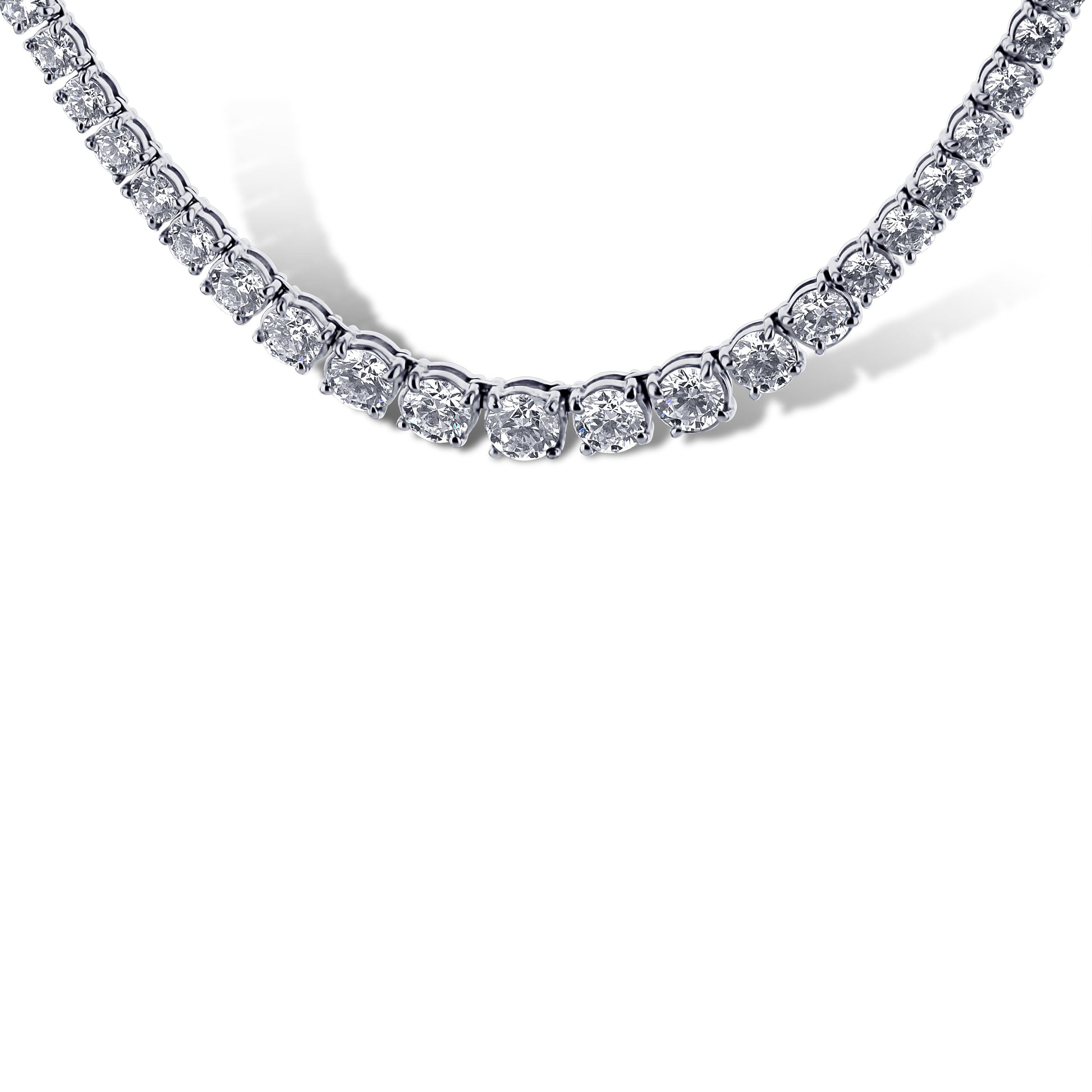 18K White Gold Riviera Diamond Necklace 33.5Cttw