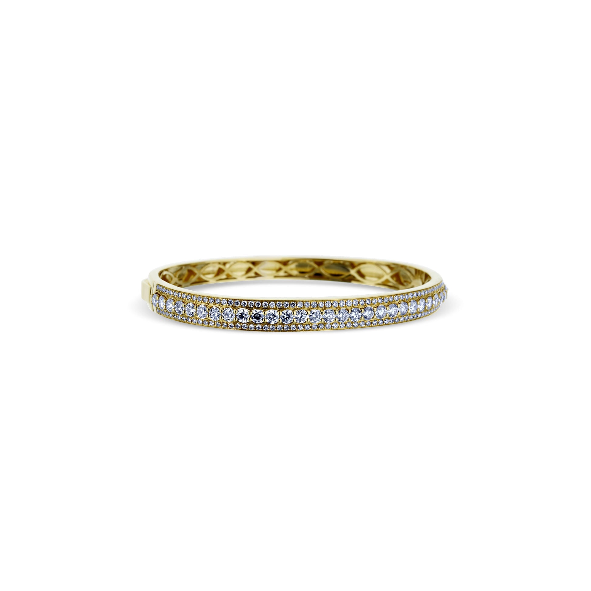 18K Yellow Gold Round Diamond Braceletbangle