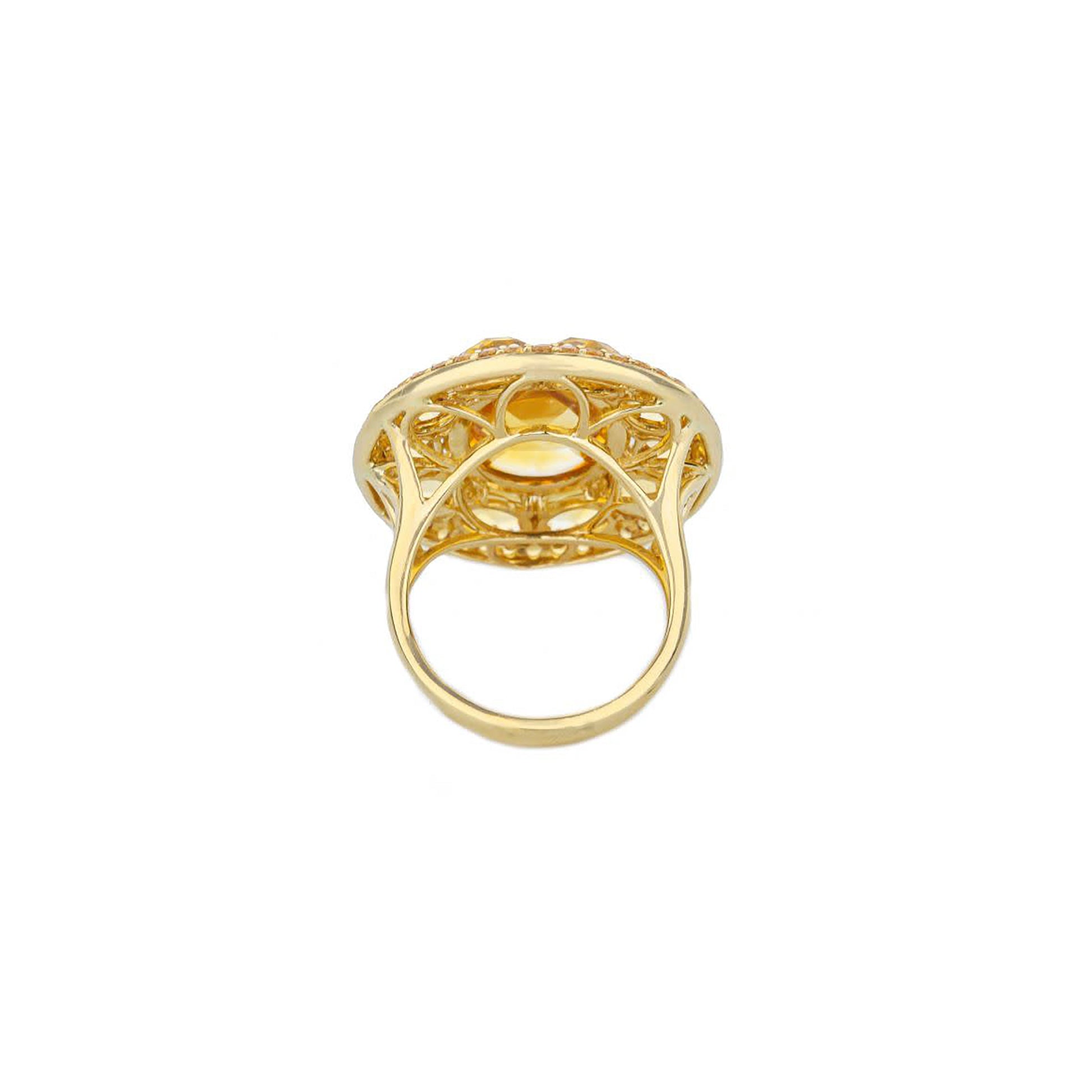 14K Yellow Gold Oval Citrine And Diamond Ring