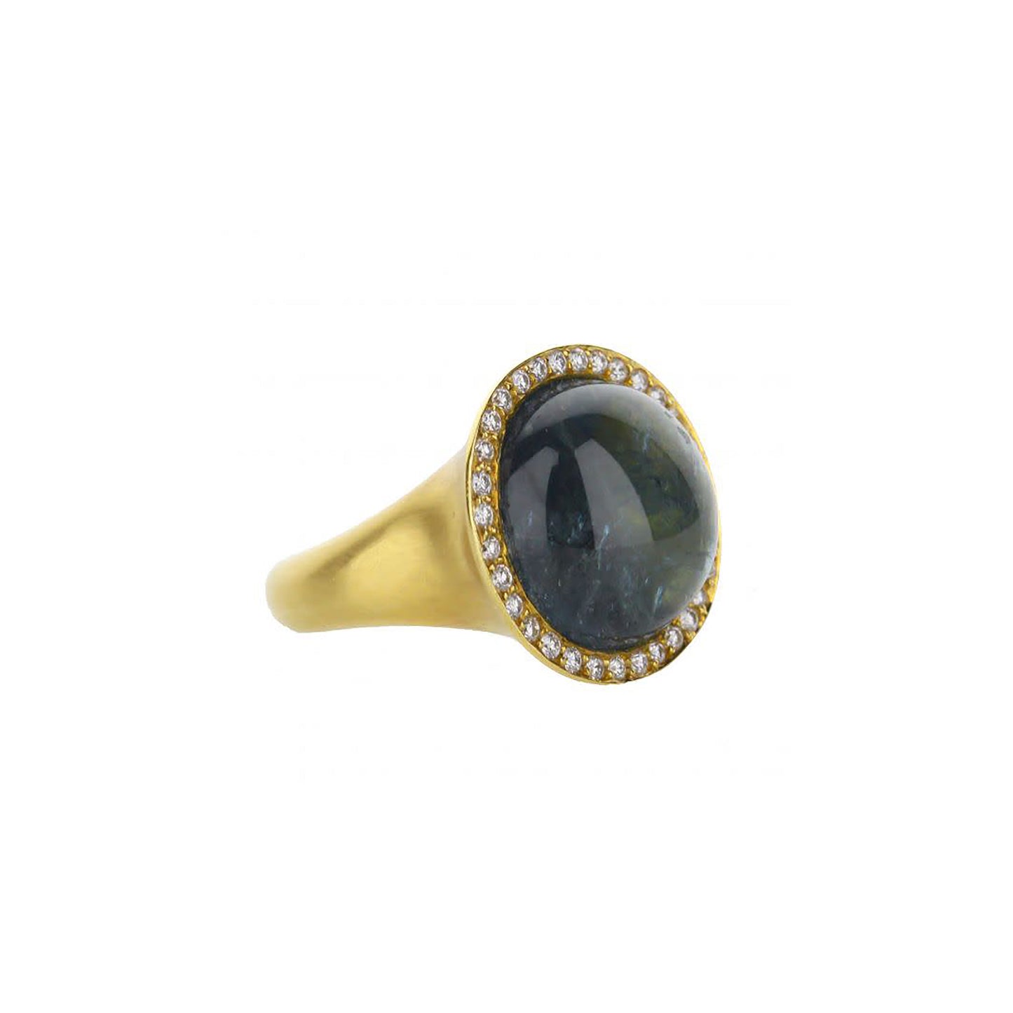 18K Yellow Gold Labradorite Diamond Halo Ring