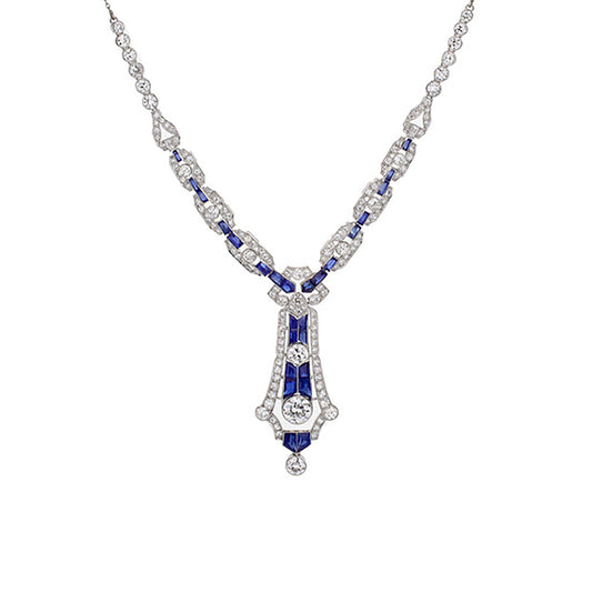 Antique Natural Sapphire And Diamond Necklace