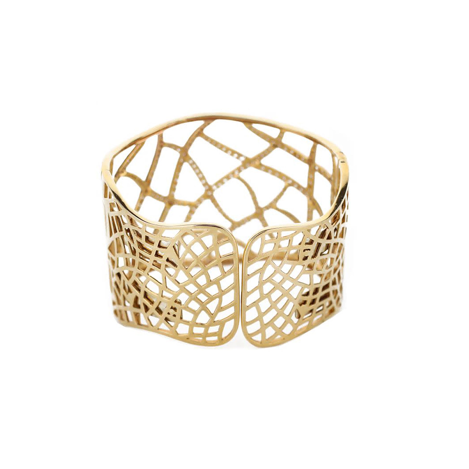 18K Rose Gold Diamond Vine Cuff Bracelet