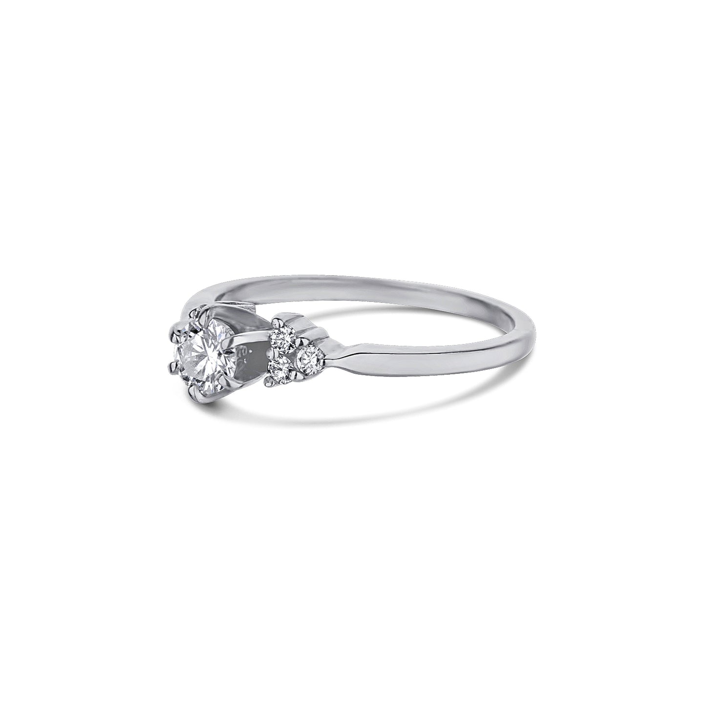 14K White Gold Diamond Engagement Ring Center Diamond