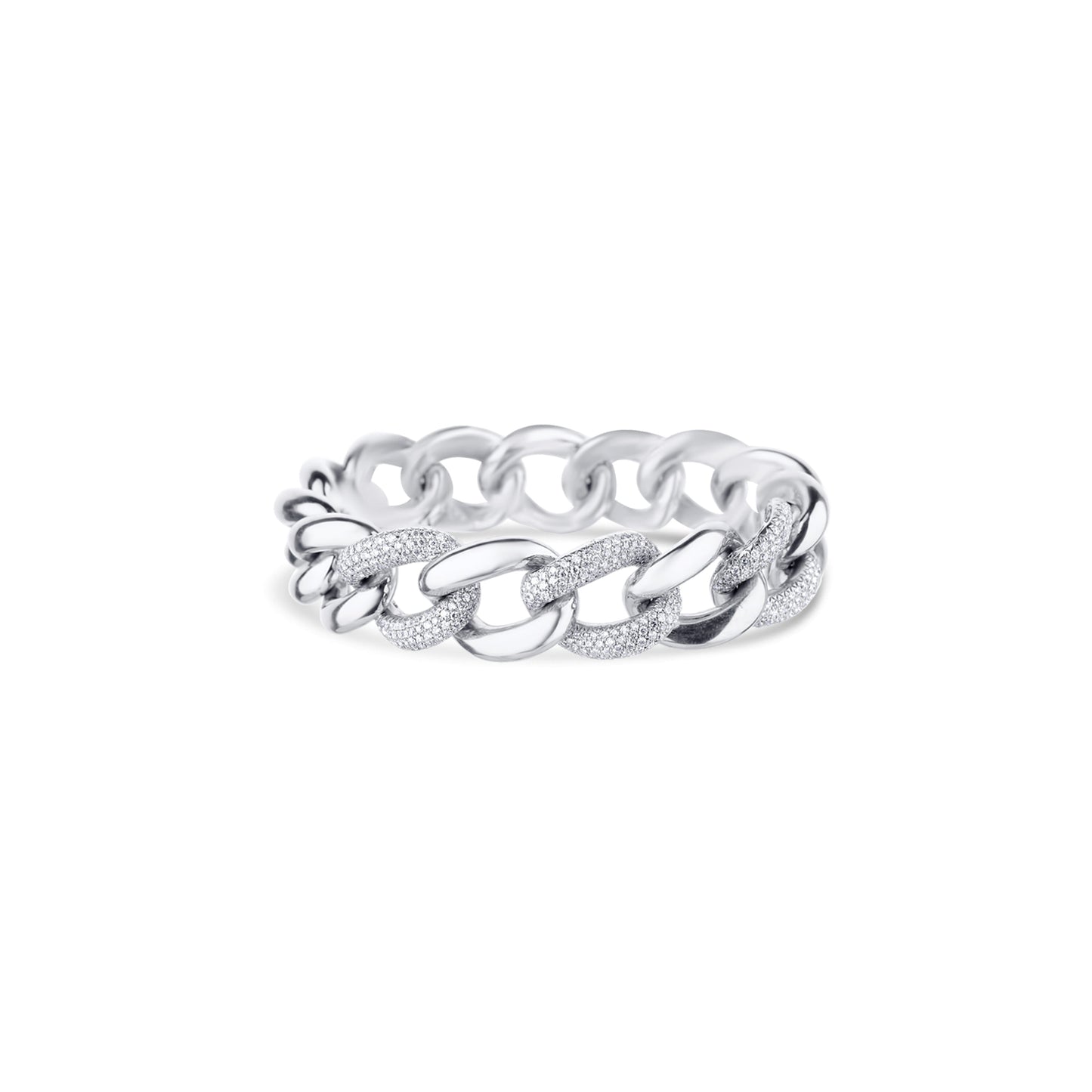 18K White Gold And Diamond Large Chain Link Bracelet