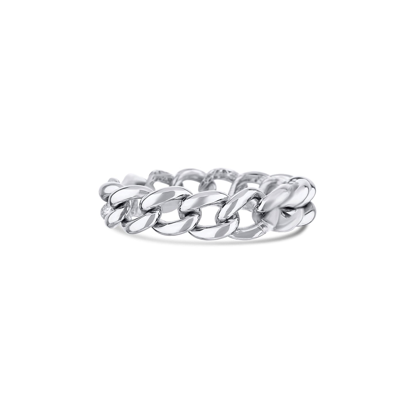 18K White Gold And Diamond Large Chain Link Bracelet