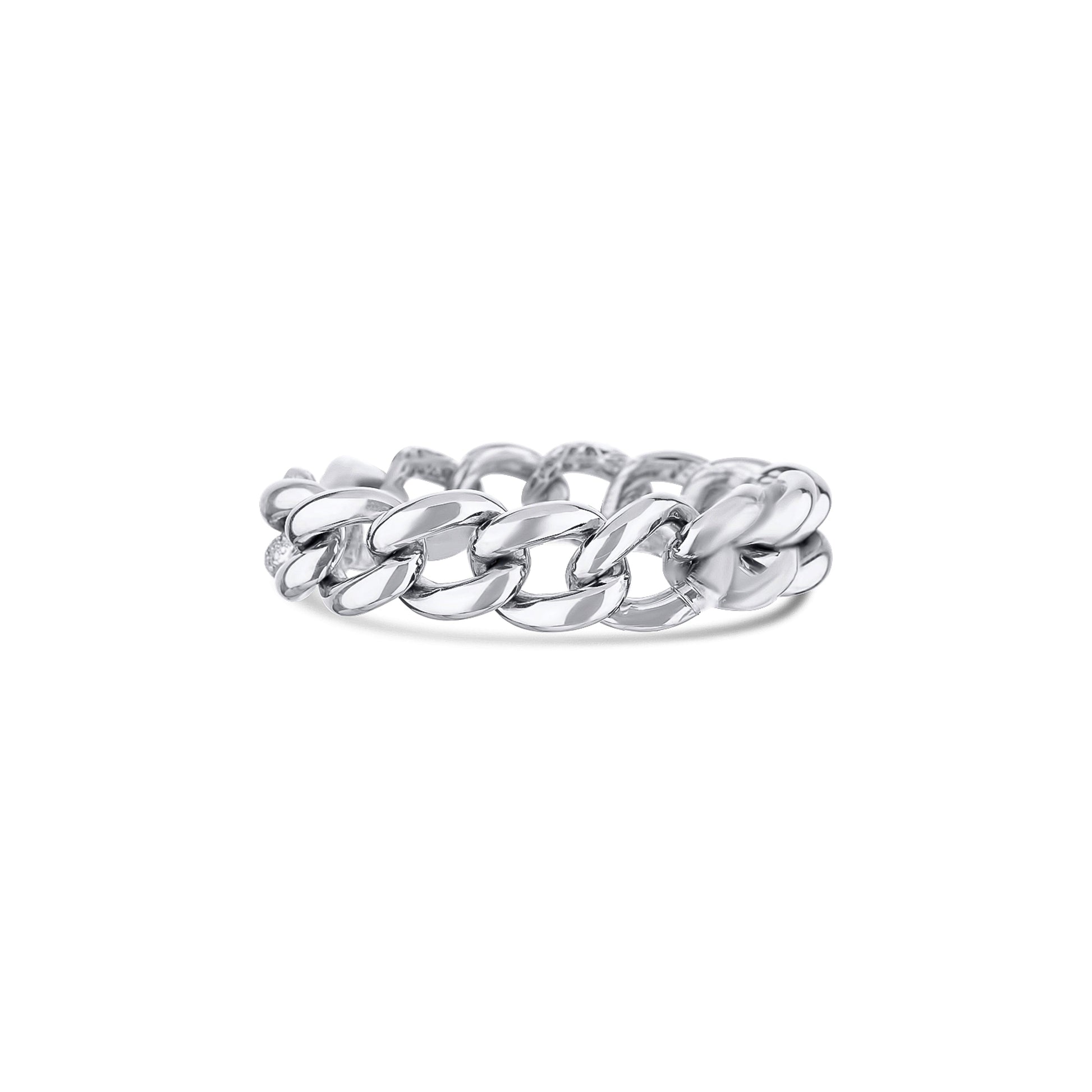 18K White Gold And Diamond Large Chain Link Bracelet