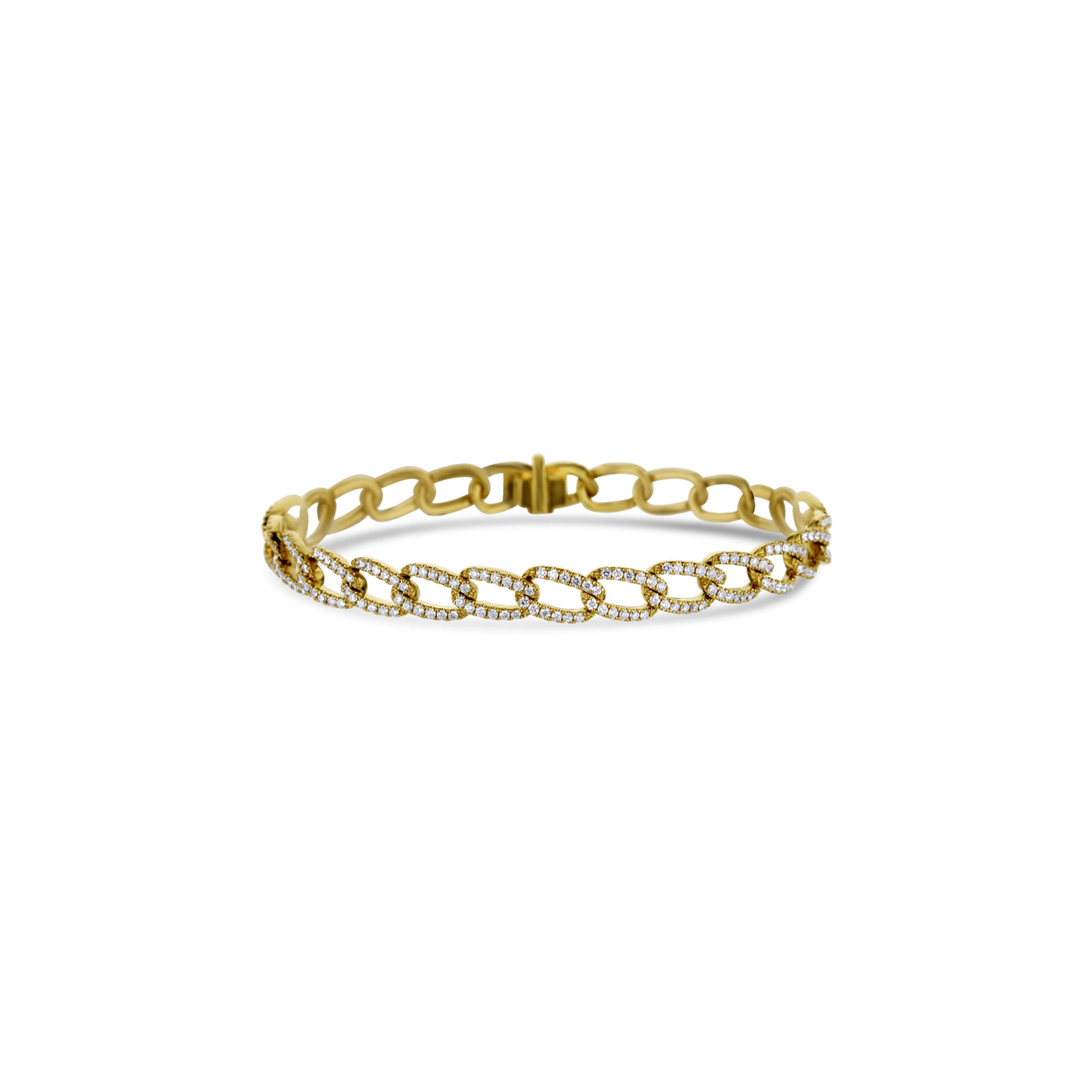 18K Yellow Gold Medium Diamond Chain Link Bracelet