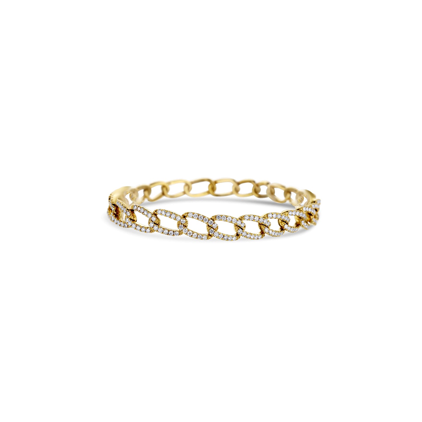 18K Yellow Gold Medium Diamond Chain Link Bracelet