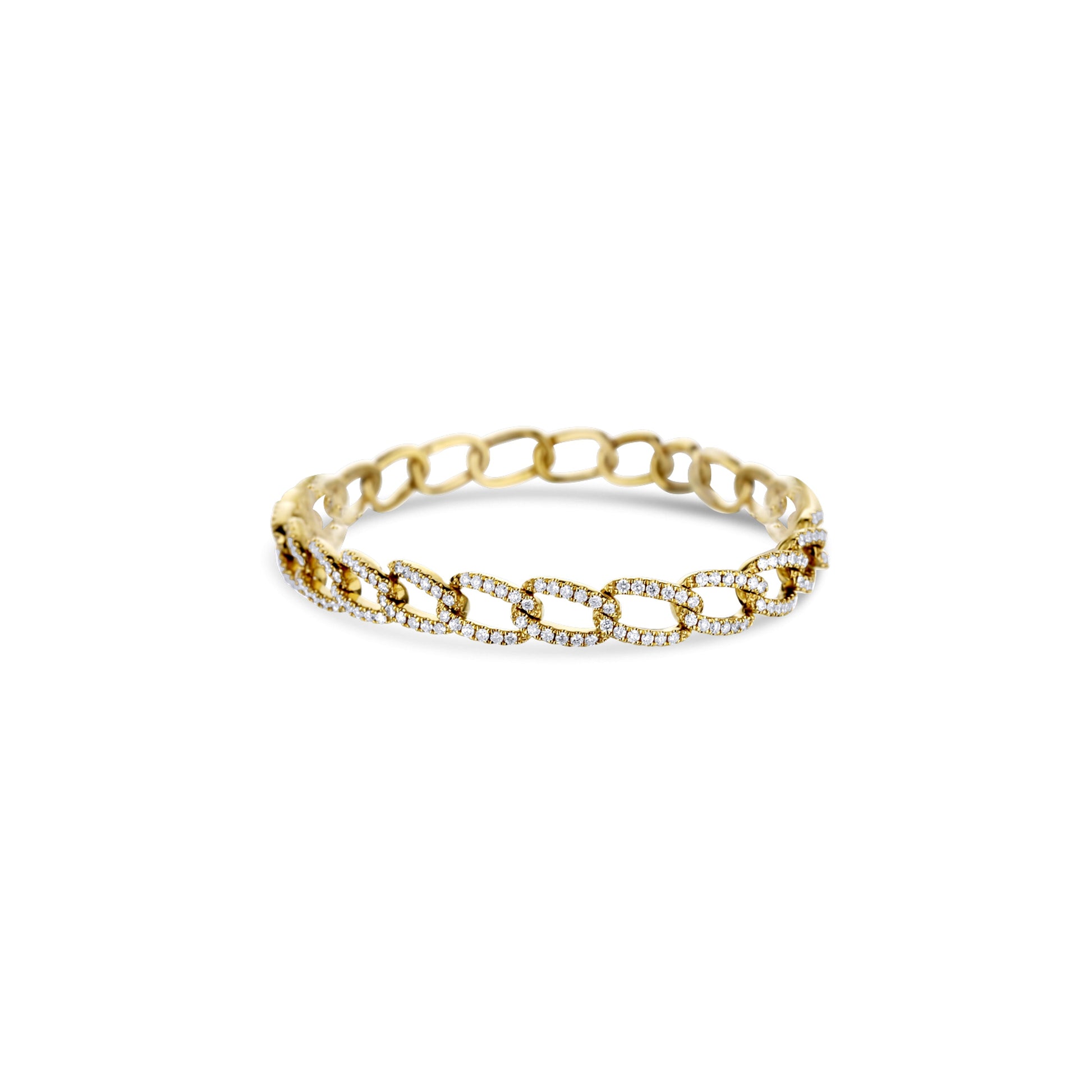 18K Yellow Gold Medium Diamond Chain Link Bracelet