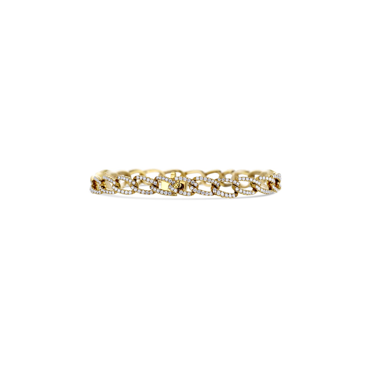 18K Yellow Gold Medium Diamond Chain Link Bracelet