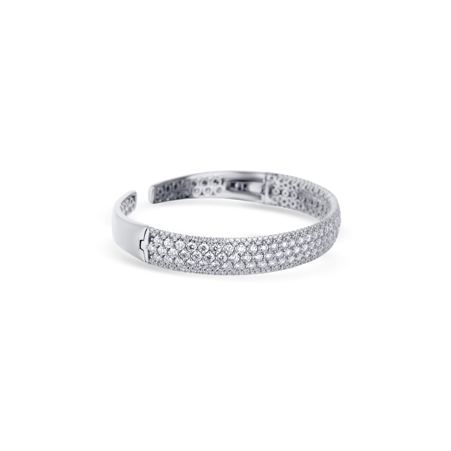 18K White Gold Open Cuff With Diamonds