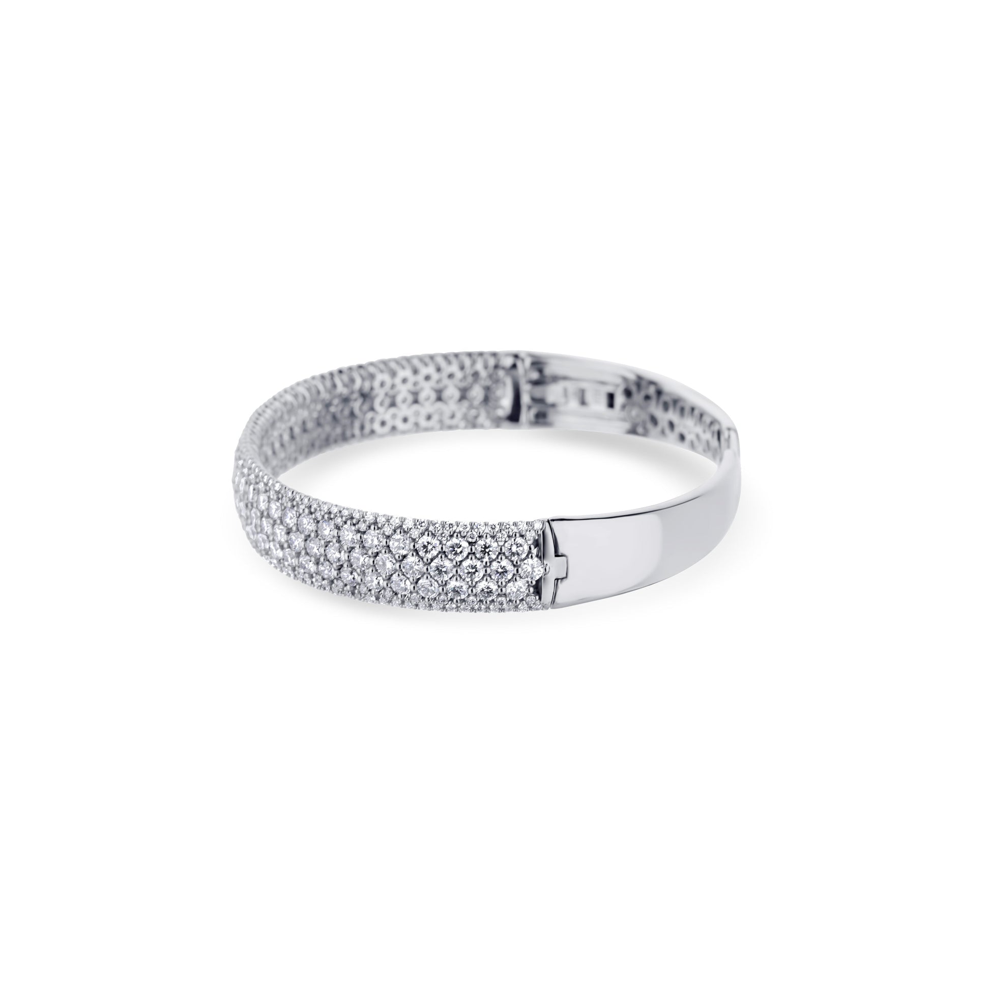 18K White Gold Open Cuff With Diamonds