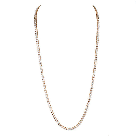 14K Rose Gold Prong Set Round Diamond Tennis Necklace 162 Round Diamonds = 7.50Ctw 16.10 Grams 16 Inches