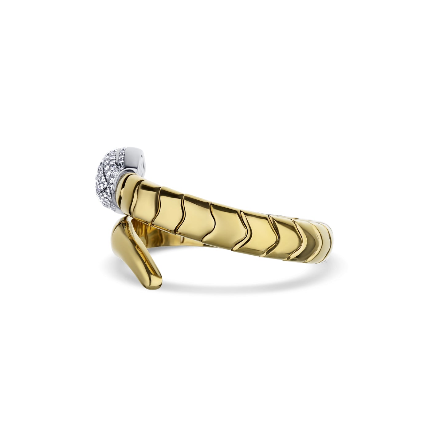 18K Yellow Gold Pave Diamond Snake Cuff