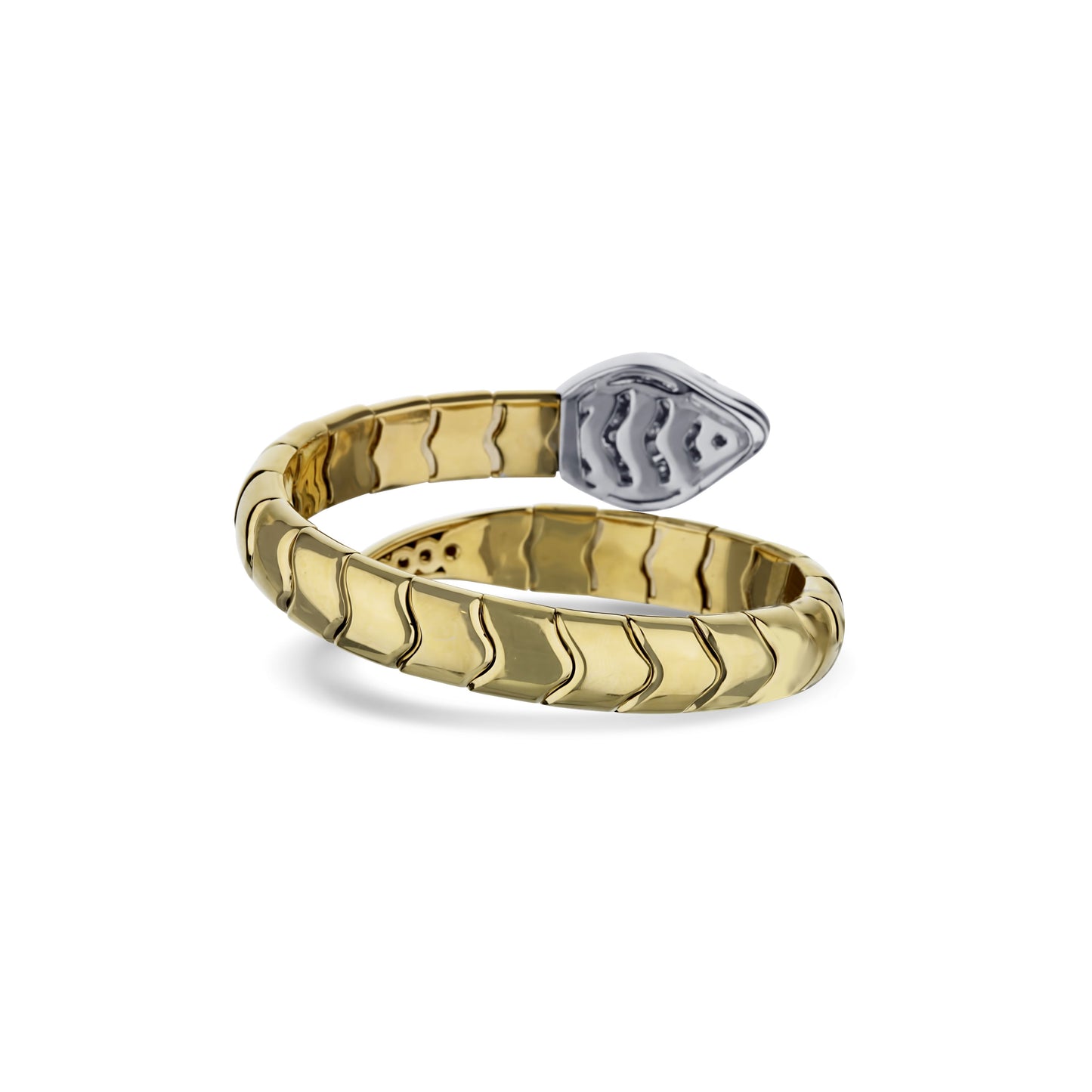 18K Yellow Gold Pave Diamond Snake Cuff