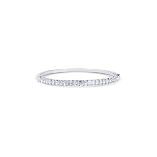 18K White Gold Half Emerald Cut Diamond Bangle