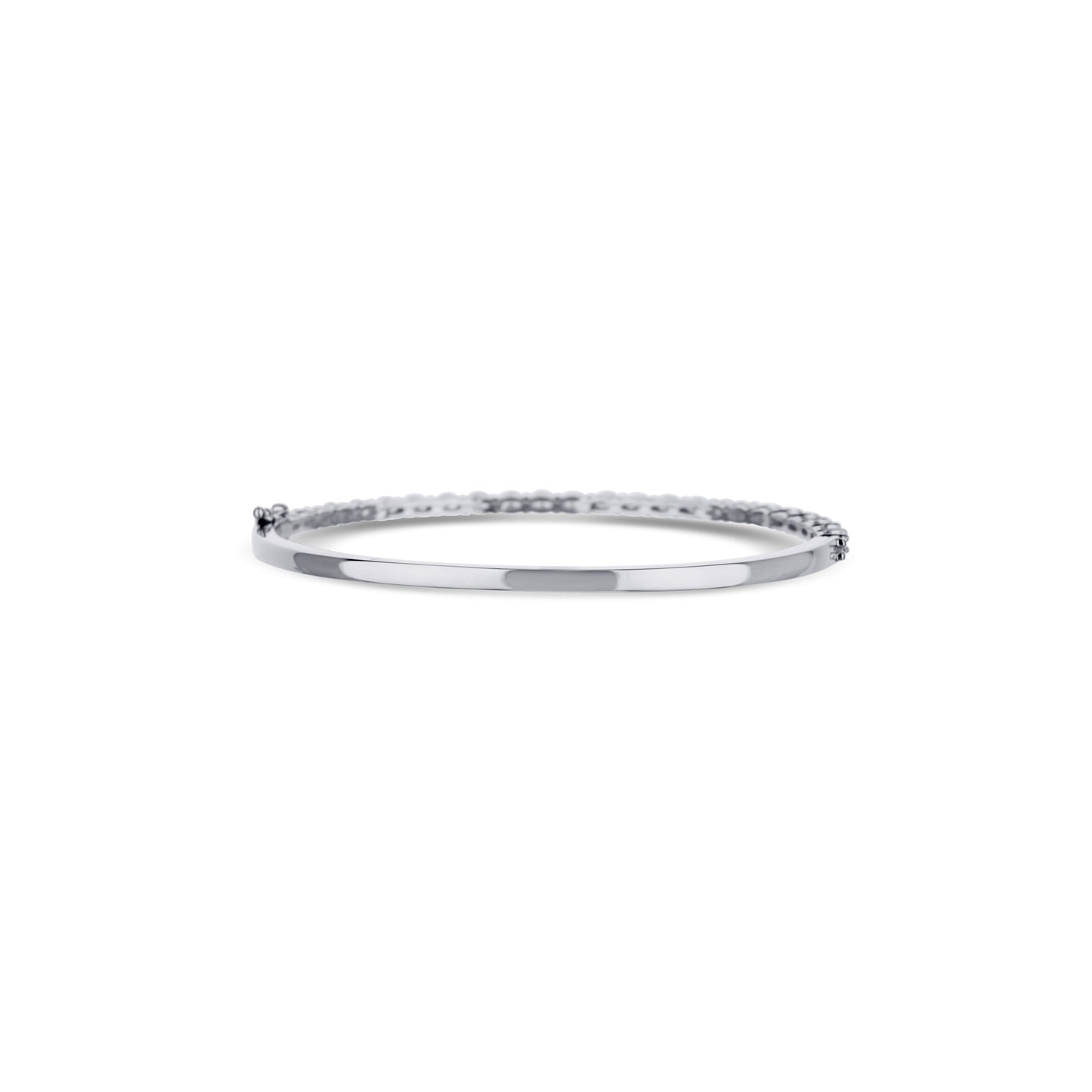 18K White Gold Half Oval Diamond Hinged Bangle