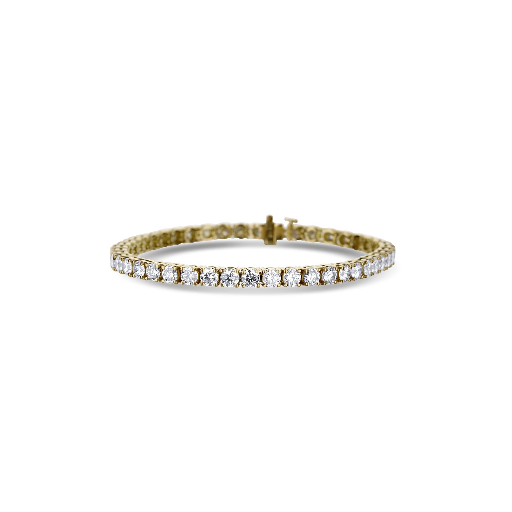 18K Yellow Gold Round Diamond Tennis Bracelet 7 Inches