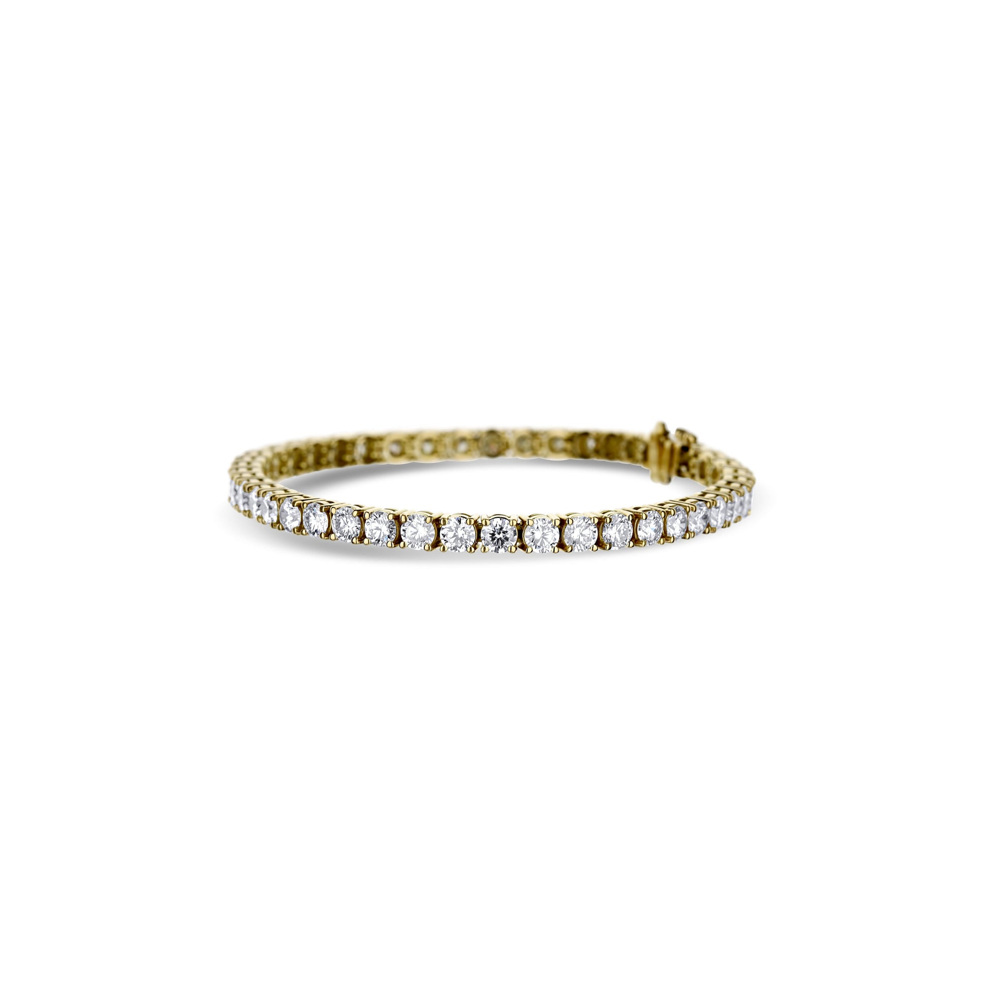 18K Yellow Gold Round Diamond Tennis Bracelet 7 Inches