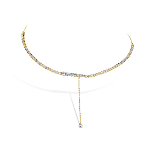 18K Yellow Gold Diamond Tennis Choker 1.98Ctw