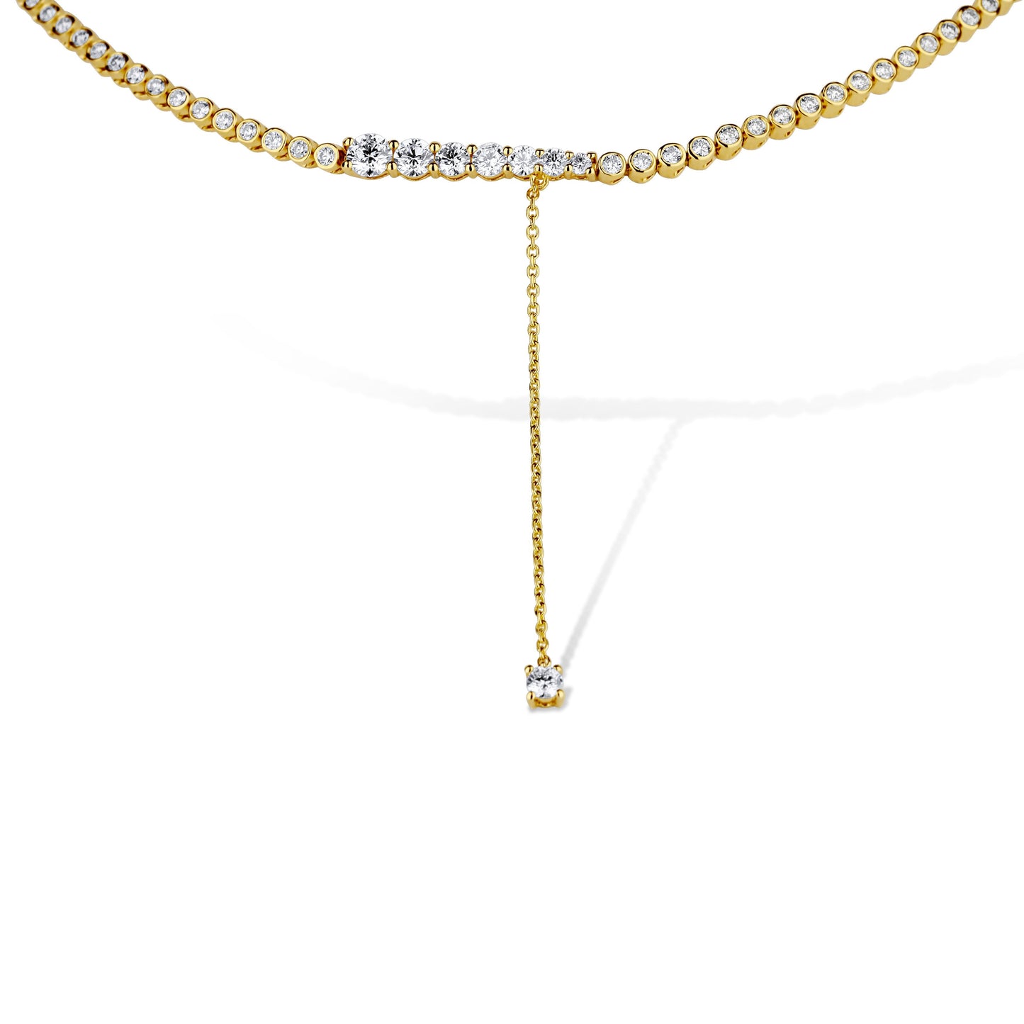 18K Yellow Gold Diamond Tennis Choker 1.98Ctw