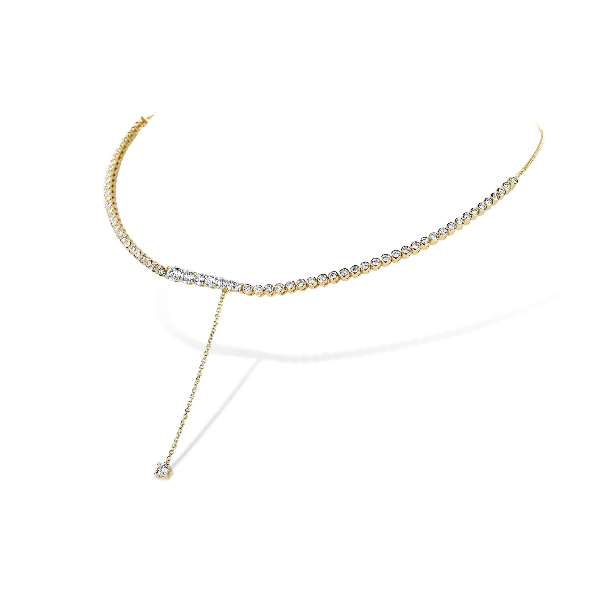 18K Yellow Gold Diamond Tennis Choker 1.98Ctw