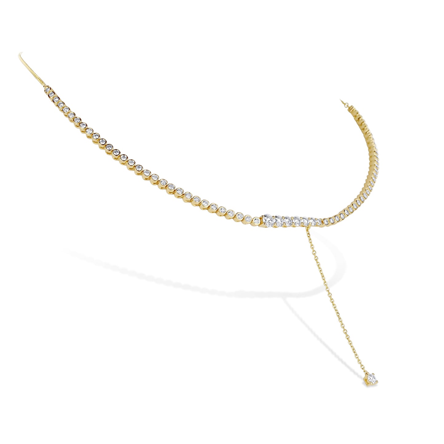 18K Yellow Gold Diamond Tennis Choker 1.98Ctw