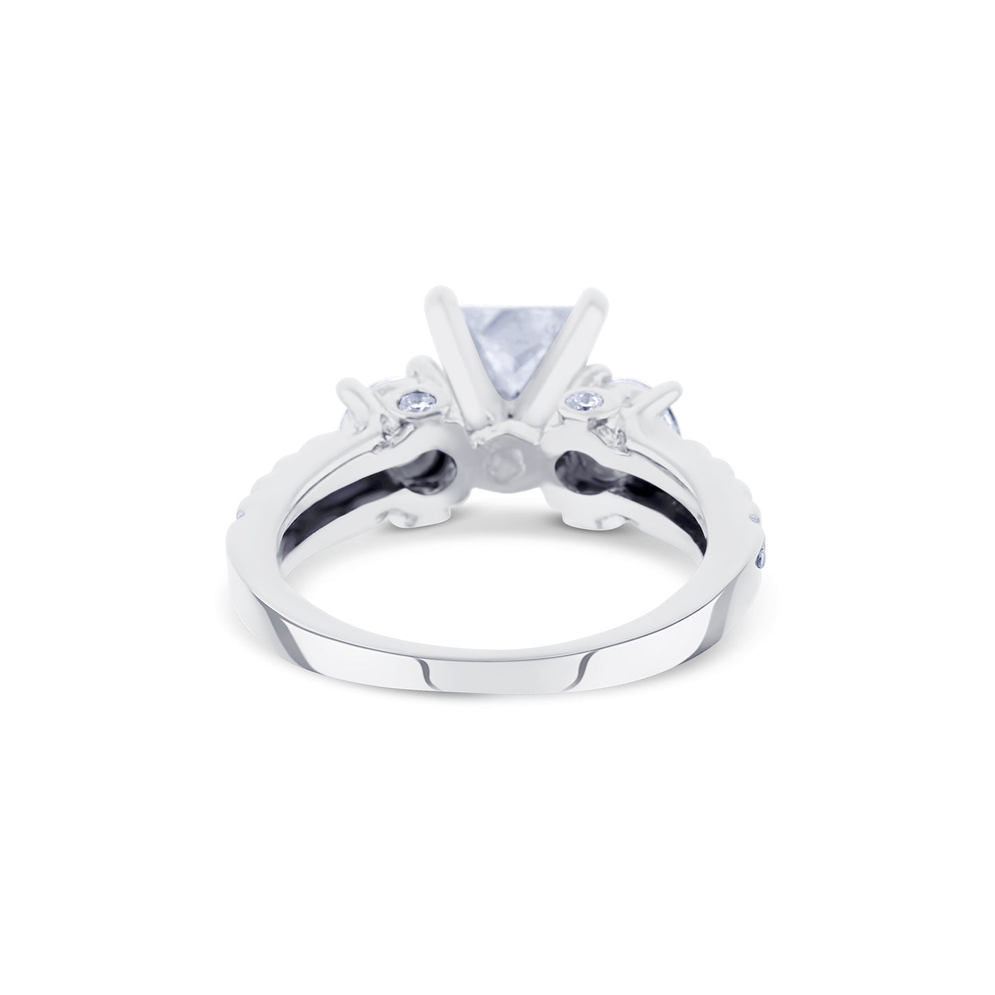 14K White Gold Ring With A 1.25 Carat Princess Cut Diamond And Side Stones