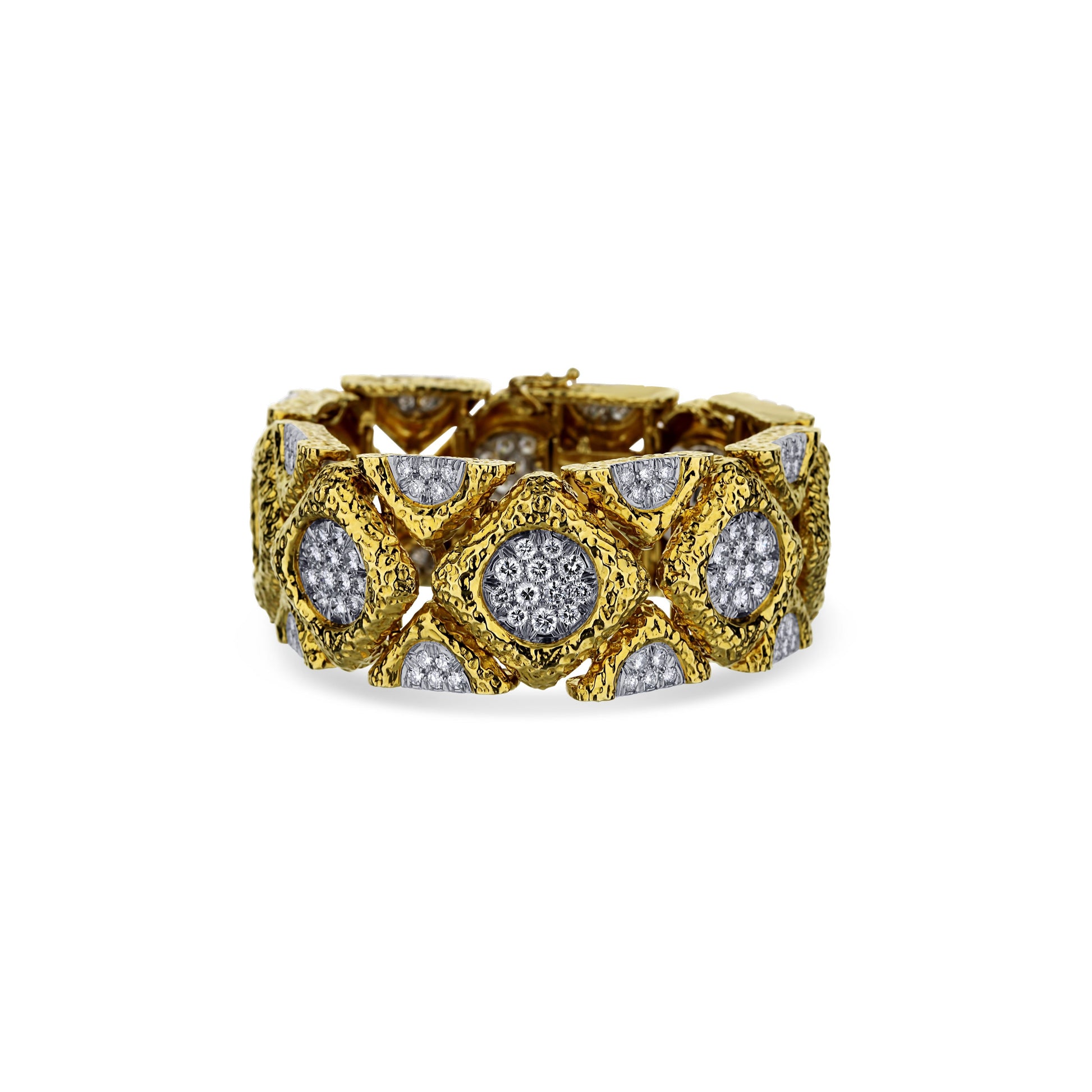 18K Yellow Gold Bracelet With 18K White Gold Pave Circles