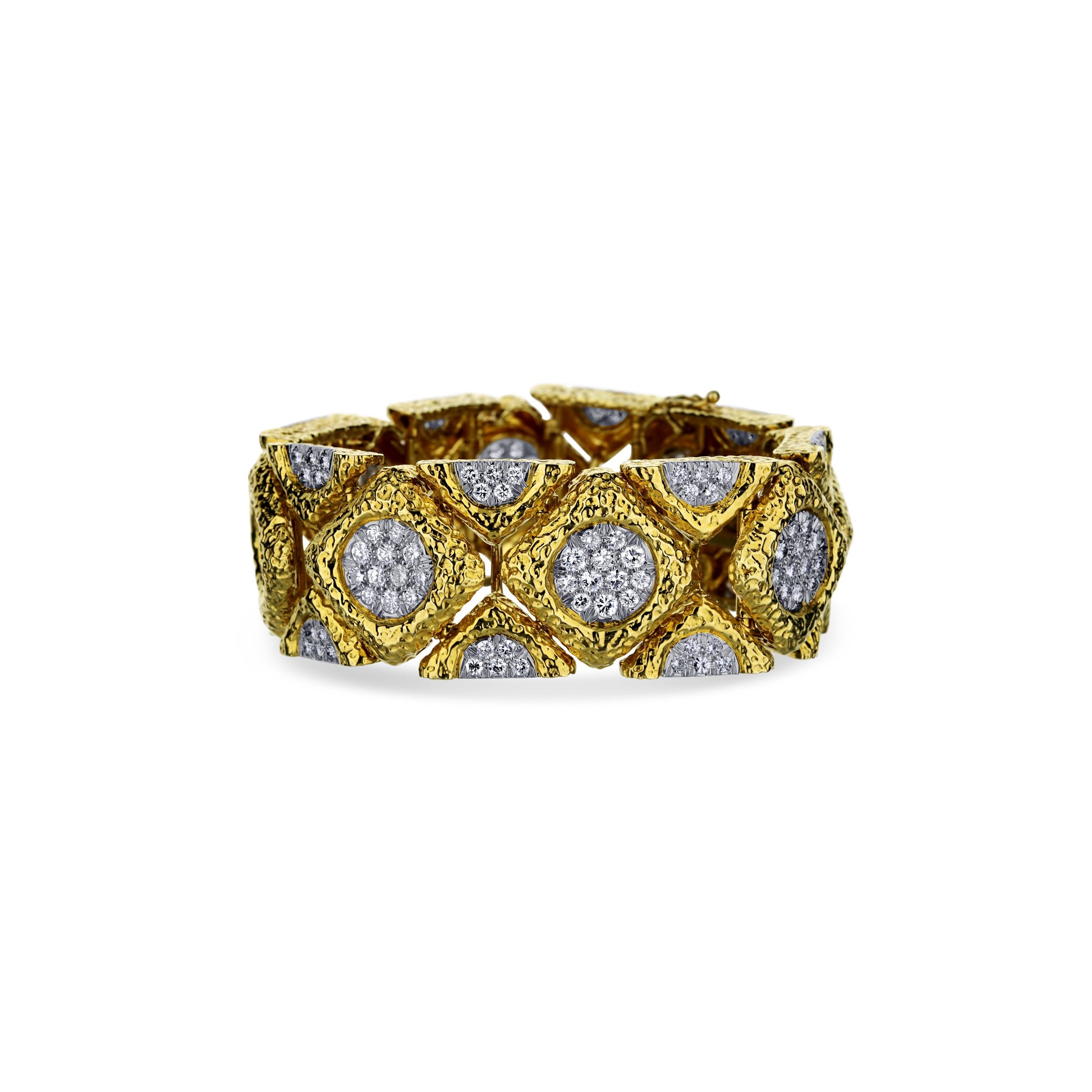 18K Yellow Gold Bracelet With 18K White Gold Pave Circles