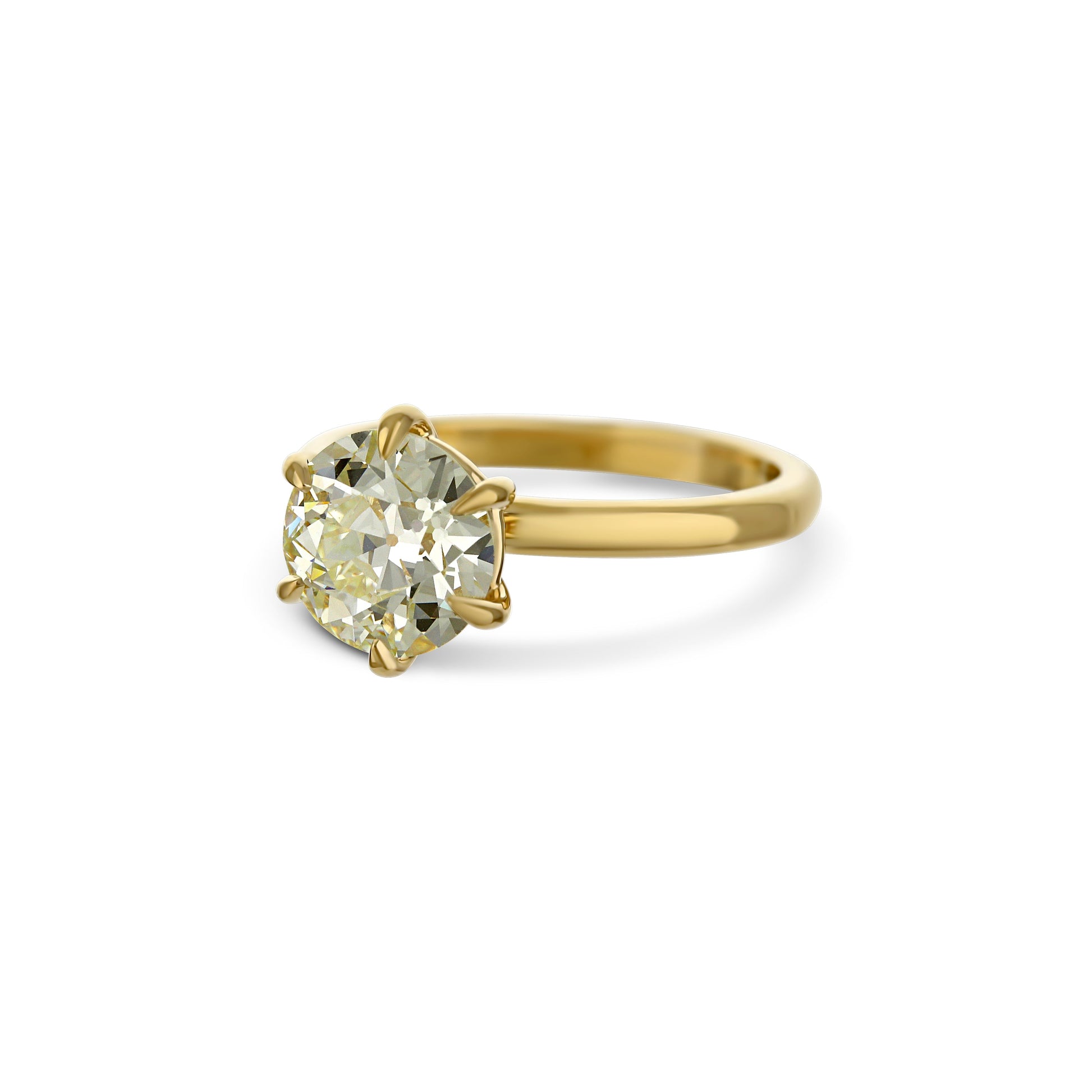 18K Yellow Gold Old European Brilliant Cut Diamond Ring