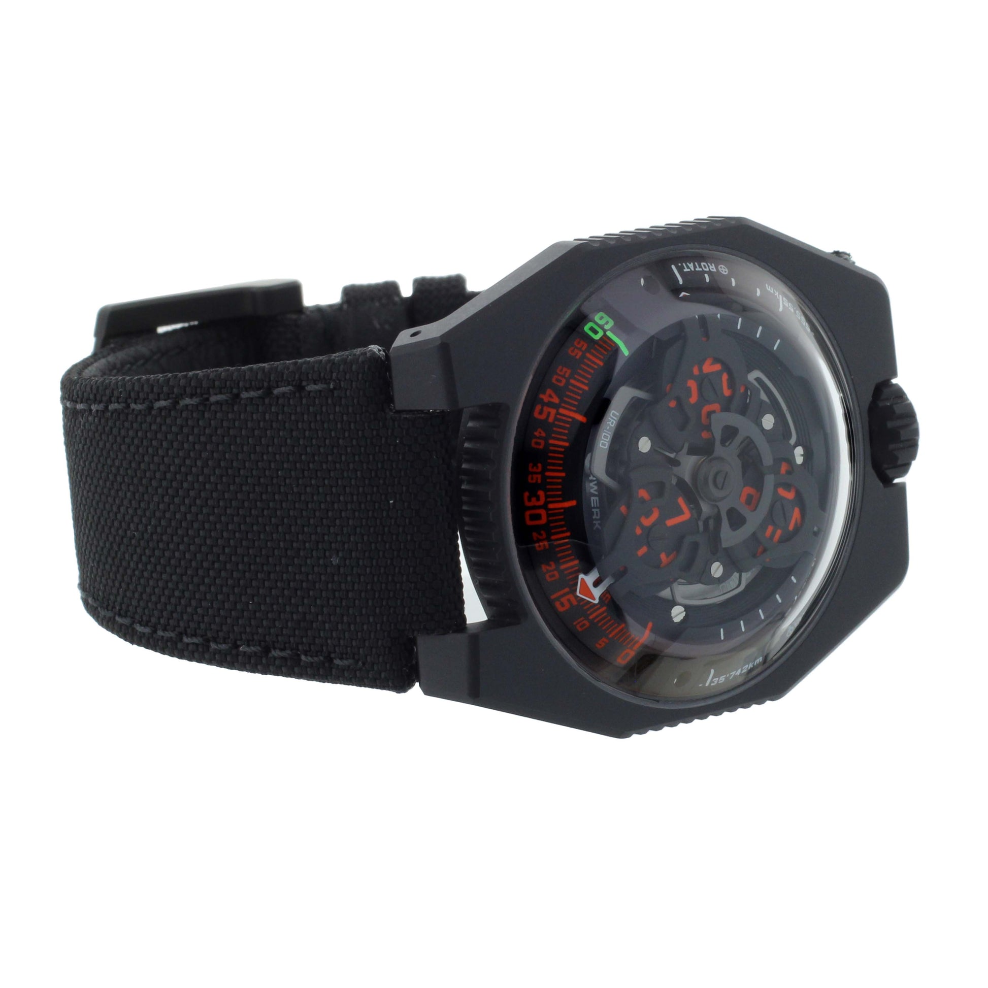 Urwerk UR100 Fireleg Titanium DLC in Canvas Strap Limited Edition 41mm Full Set