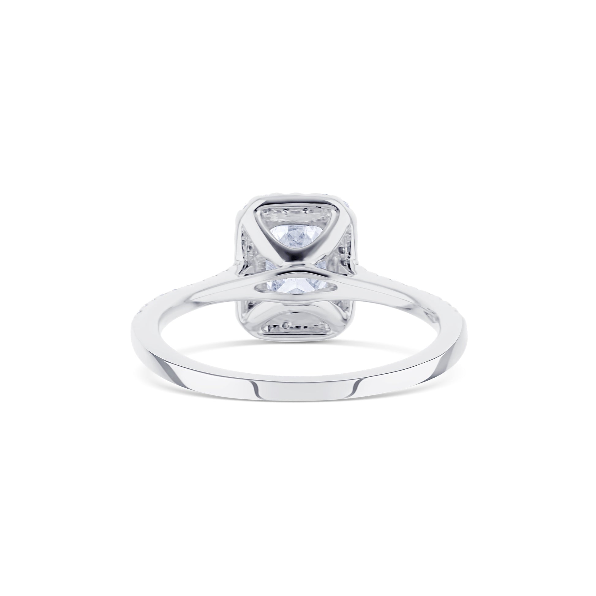 18K White Gold 0.98 Carat Radiant Diamond Halo Ring