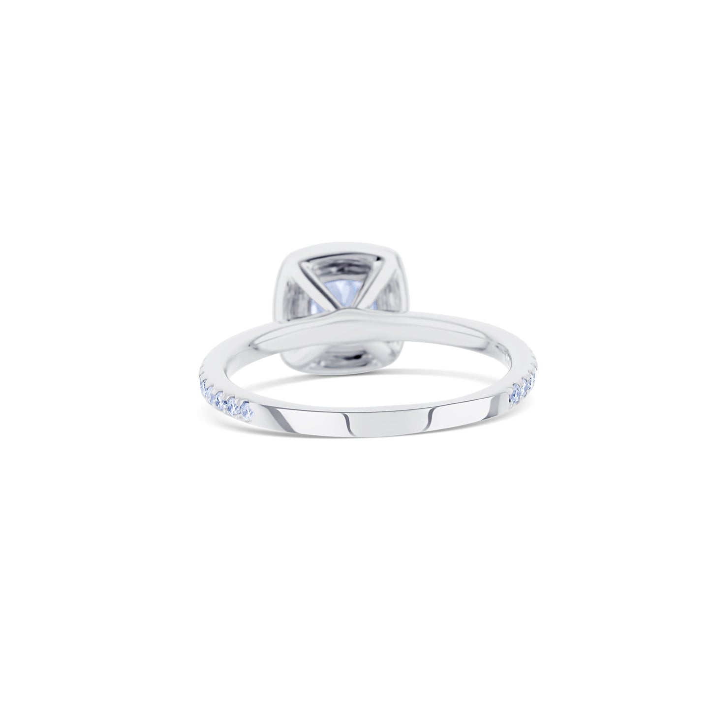 18K White Gold With A 0.74 Carat Cushion With Halo Diamond Ring