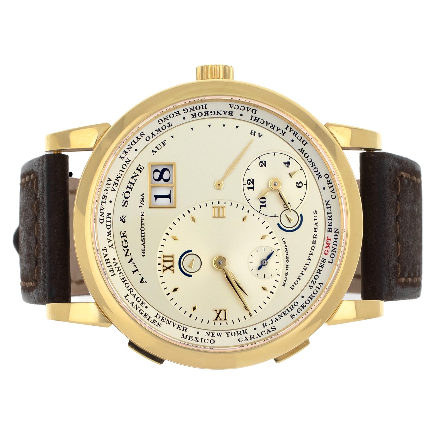 A. Lange & Söhne Lange 1 Timezone Gold Dial Yellow Gold Manual 41.9MM 116.021