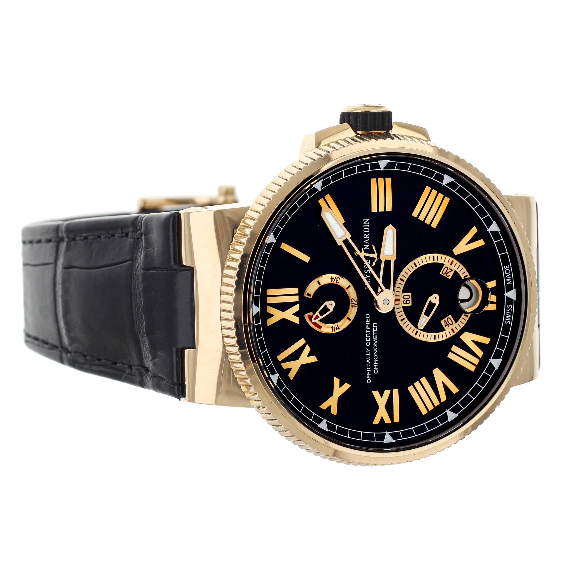 Ulysse Nardin Marine Chronometer Black Dial Gold  45MM 1186-122/42