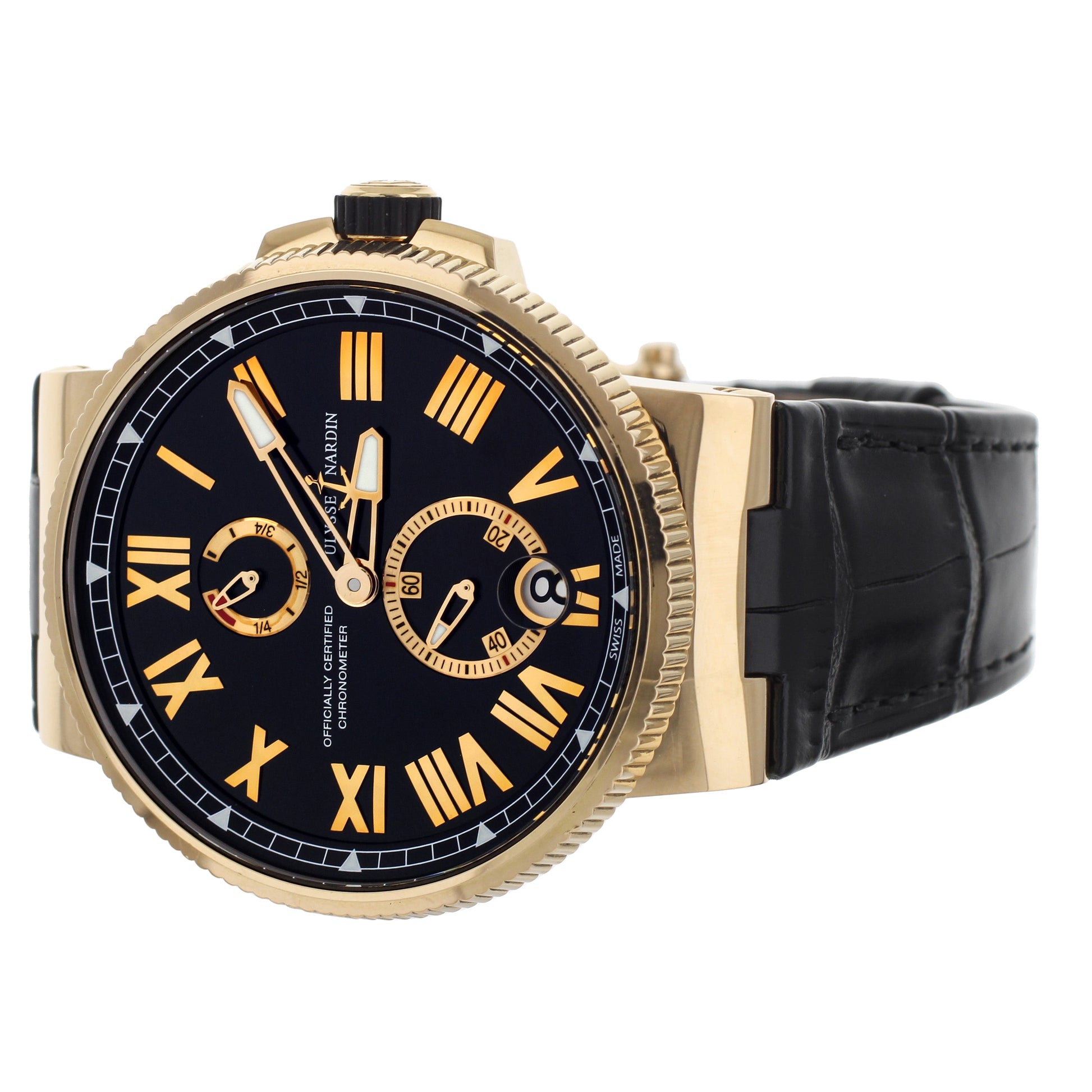 Ulysse Nardin Marine Chronometer Black Dial Gold  45MM 1186-122/42