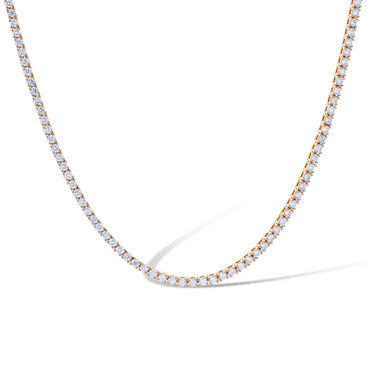 14K Rose Gold 4.25Ctw Diamond Tennis Necklace 186 Stones 17.5"