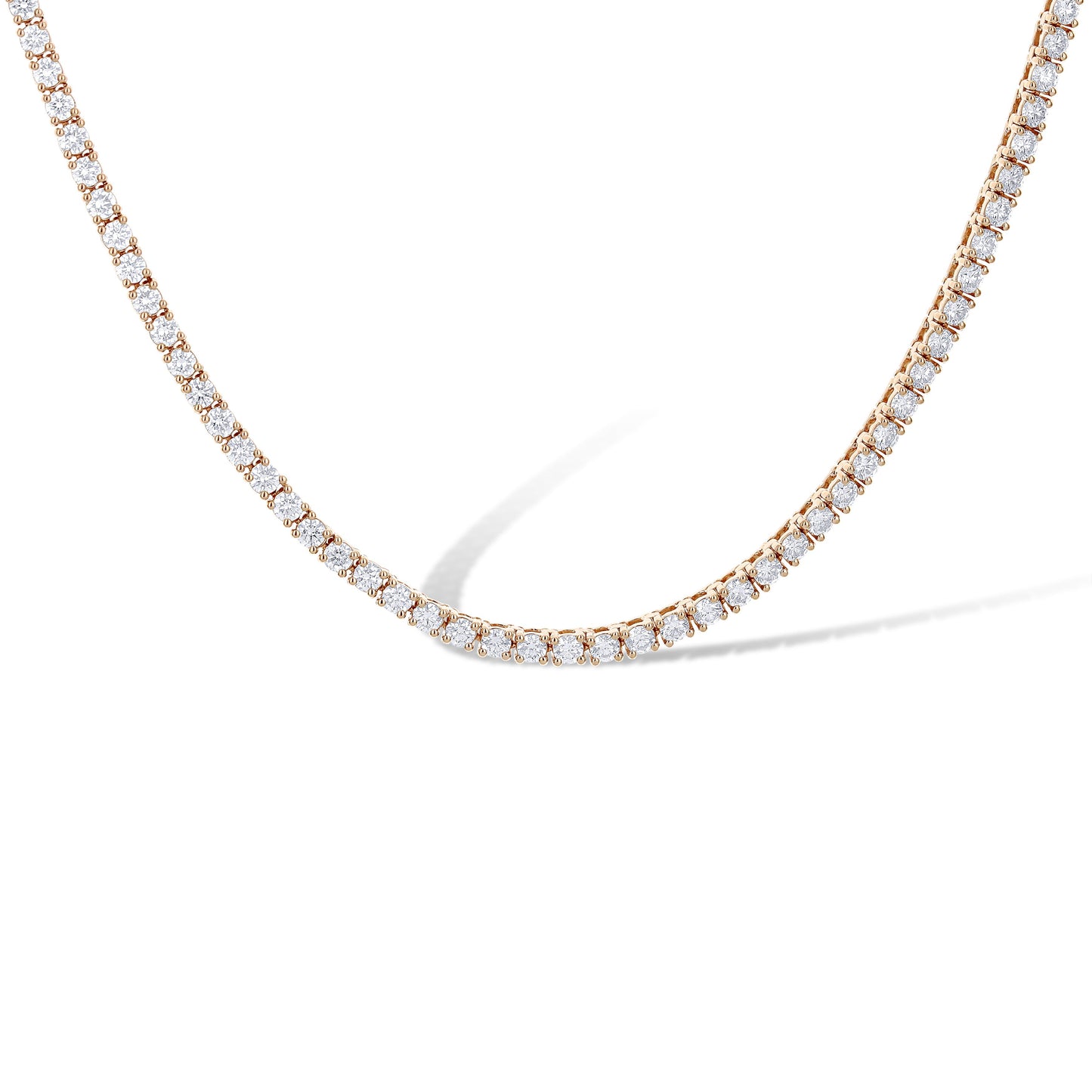 14K Rose Gold 4.25Ctw Diamond Tennis Necklace 186 Stones 17.5"