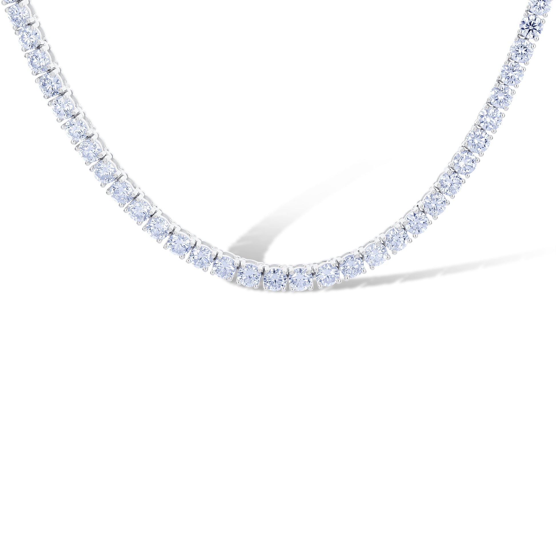 14K White Gold Diamond Tennis Necklace 17.5"